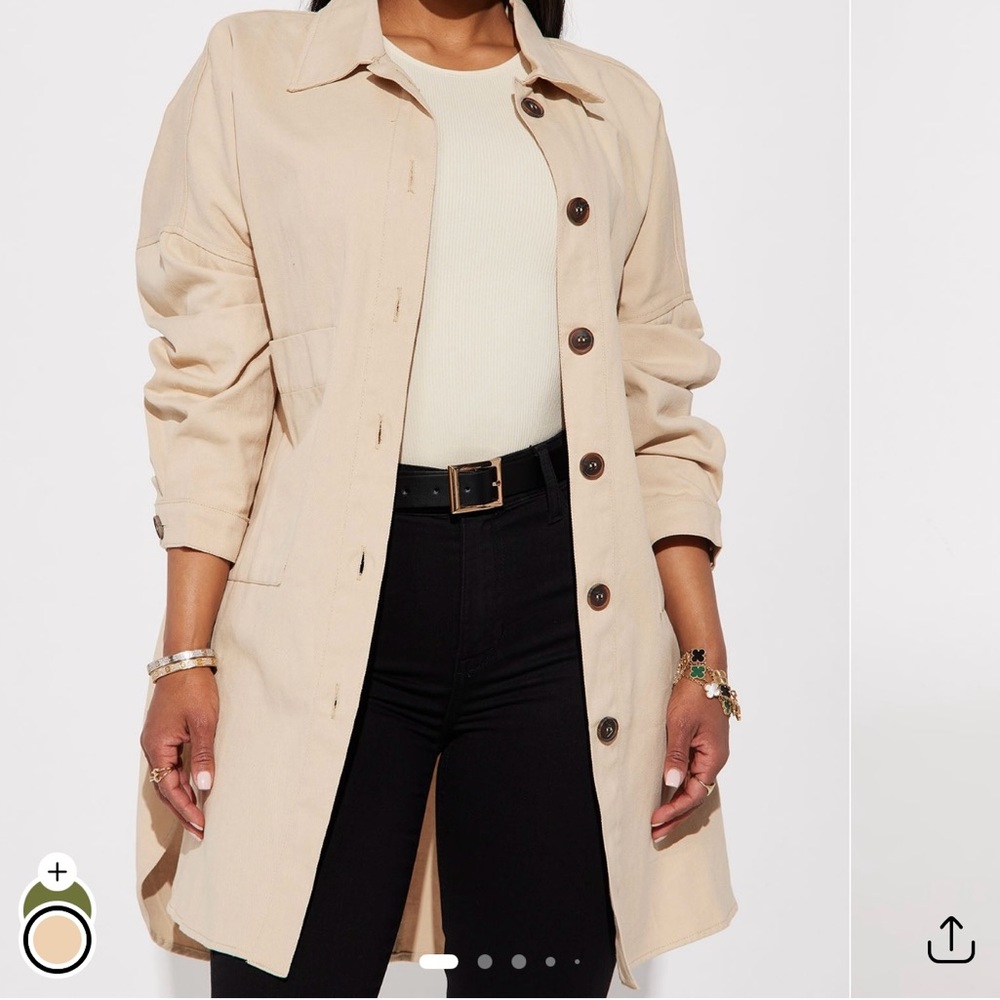 Women's Beige Button-Up Coat